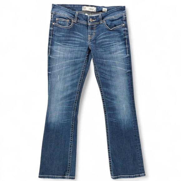 BKE Denim - BKE Jeans Womens 29R Blue Sabrina Bootcut Stretch Denim Whiskered Faded Mid Rise